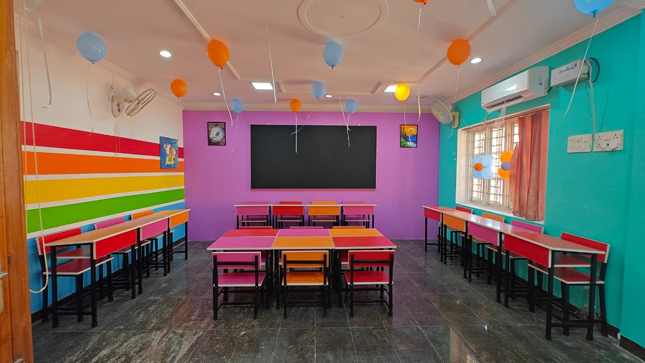 Art classroom with students learning