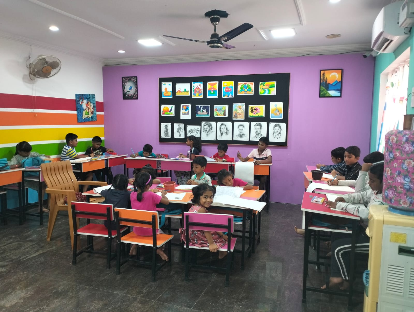 Art classroom with students